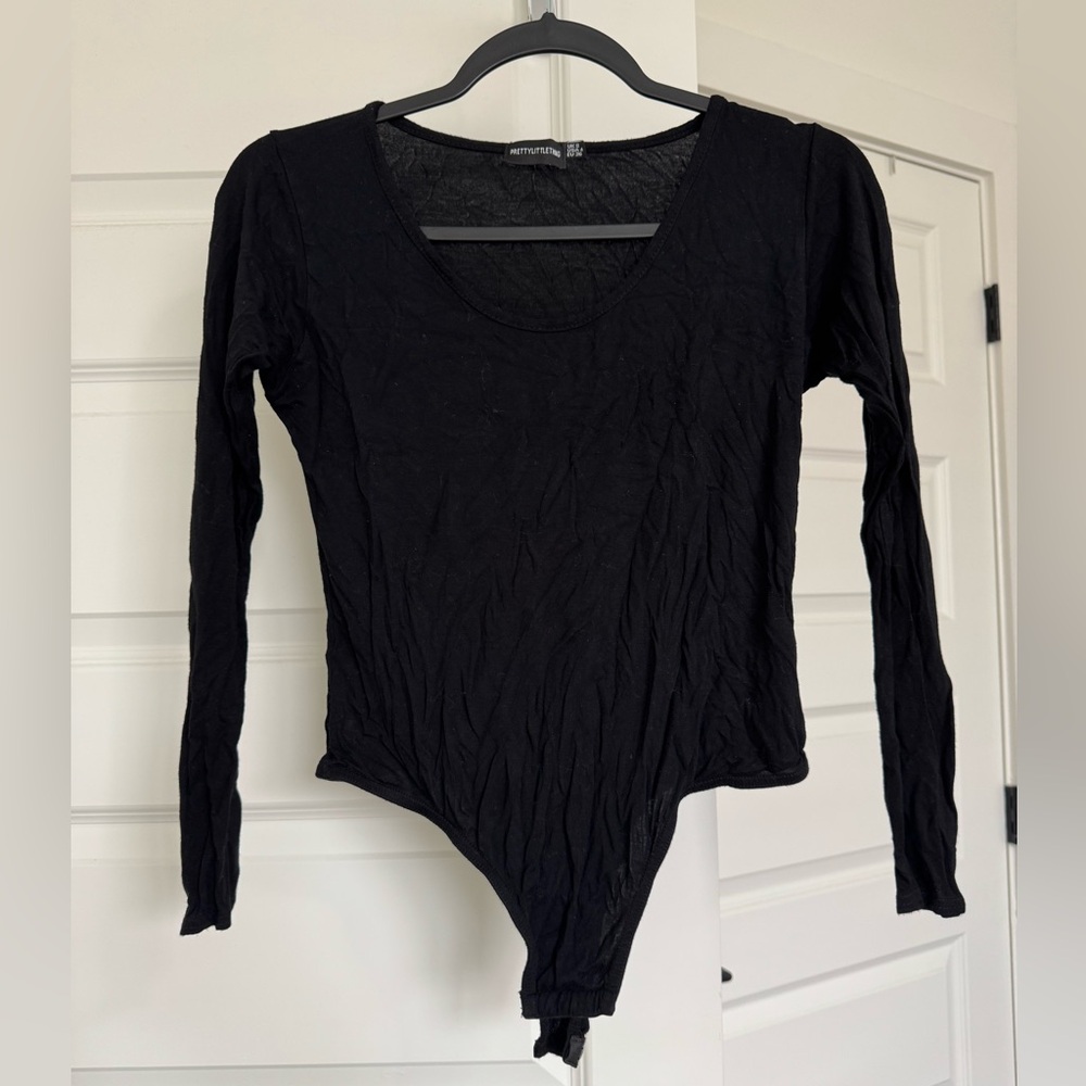 Pretty Little Thing black thong bodysuit US 4